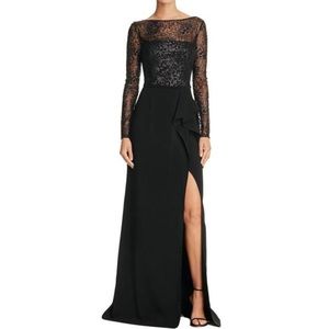 Carmen Marc Valvo Infusion Sequined Solid Gown
